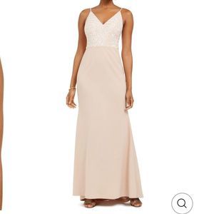 Vince Camuto Womens Pink Spaghetti Strap Full-Length Fit + Flare Evening gown